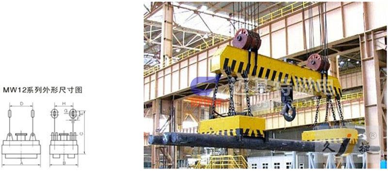 MW12系列、MW15系列吊運捆扎螺紋鋼、圓鋼用起重電磁鐵